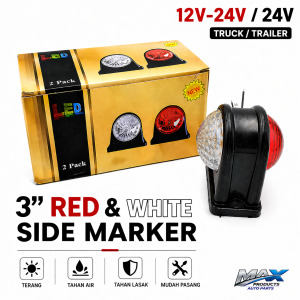 LED Side Marker Lamp Red White 12V-24V / 24V Truck Lorry Outline Light Waterproof