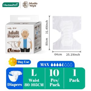 Premium Comfort Fit Adult Diapers L Size 80-105cm Waist 10-Pack Leak-Proof Quick-Dry Hygienic Disposable Incontinence Pads
