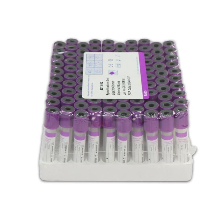 100 Vacuum Blood Collection Tubes - 2ml EDTA K2 Glass for Accurate ...