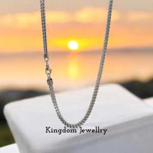 KINGDOM JEWELLRY Cool mens necklace Titanium Silver box chain is rust-resistant and does not fade kalung pri terbaru dan terlaris titanium anyam kotak