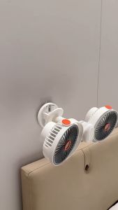 Dual Head Clip Fan Rechargeable Desk Fan 5 Speed Portable Table Fan Wall Mounted Fan for Home Office Bedroom