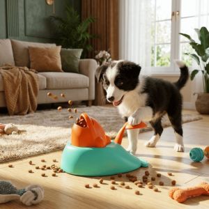 OUTOPEN Press Mechanism Pet Treat Dispenser Toy Anti-slip Base Plastic Dog Slow Feeder Educational Whale Shape Food Puzzle Toy Puppy Training