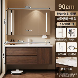 [Cozy ]【Free Delivery】Modern Minimalist Bathroom Vanity - Ceramic Integrated Basin Smart LED Mirror Cabinet Set