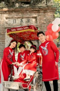 Áo Dài Tết Gia Đình [H&H] Áo Dài Truyền Thống Áo Dài Cách Tân May Sẵn Nam Nữ Họa Tiết Rồng Phượng May Mắn Sum Vầy