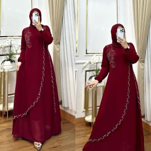 Elvira Dress Ceruty Apk Swaroski Dress dewasa terbaru 2025 Dress lebaran remaja/dewasa terbaru