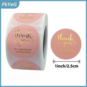 PkYeG 500Pcs Cảm ơn bạn Vòng Sticker sổ lưu niệm thư thủ công dán con dấu Nhãn dán quà tặng đám cưới hoa trang trí