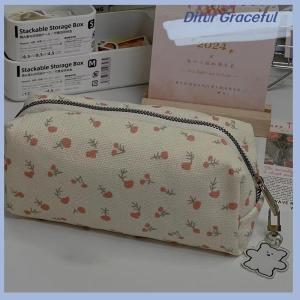 Ditur Cartoon Floral Printing Pen Bag For Women Grils Large Capacity Stationery Bag Pencil Case Multifunctional Stationery Organizer