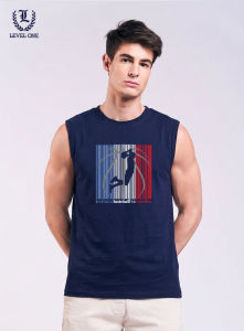 Level One Mens Muscle Tank Shirt Basketball Print