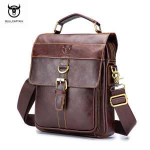 BULLCAPTAIN Mens Messenger Bag Leather Casual Portable Fashion Large-Capacity Shoulder Bag