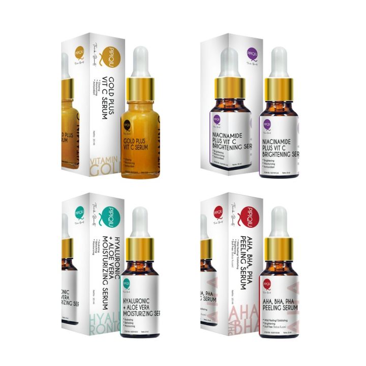 PIPIQIU Serum Gold Plus Vit C Hyaluronic Niacinamide AHA BHA PHA Peeling
