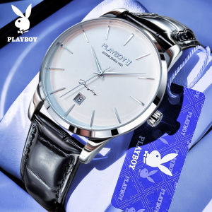PLAYBOY Watch For Mans Waterproof Original Fashion Elegant Leather Watch Band Calendar Automatic Mechanical Watch 100% Genuine