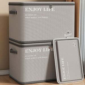 JIJES ผ้าไม่ทอ ถุงเก็บเสื้อผ้าผ้าห่ม จุได้มาก กันฝุ่นกันฝุ่น กล่องเก็บของล็อค แบบพกพาได้ กันน้ำกันน้ำได้ ที่จัดระเบียบเสื้อผ้า สำหรับบ้าน