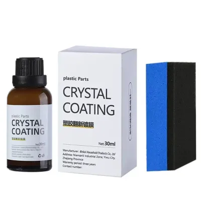 [Ready Stock]30ml Car Plastic Coating Agent Plastic Restorer Trim Restore Crystal Coating Refurbish Polish Scratch Repair Waterproof Hydrophobic Interior Exterior Dashboard Bumper Door Panel Plastic Renovation Long Lasting Shine Free Sponge Auto Care Car