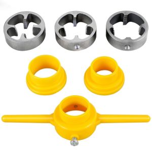 6Pcs PVC Thread Maker Tool Pipe Threader Kit with 1/2 Inch 3/4 Inch 1 Inch Dies Pipe Threader Plumbing Manual Hand Tool