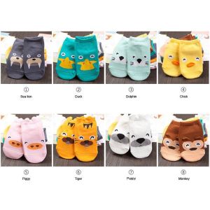 Set 03 đôi tất vớ Hàn Quốc Cotton Chống trượt hút mồ hôi mềm co giãn tốt cho bé 0 - 3 tuổi