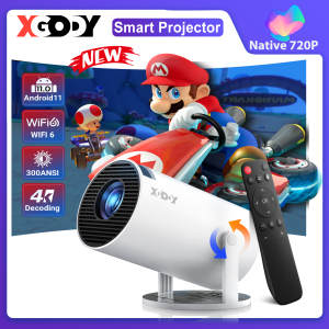 XGODY Gimbal 3 Android 11.0 Mini Smart Portable Projector 4K Decoding Native 720P 300 ANSI 180° Free Rotation Support Auto Vertical Keystone Home Theater