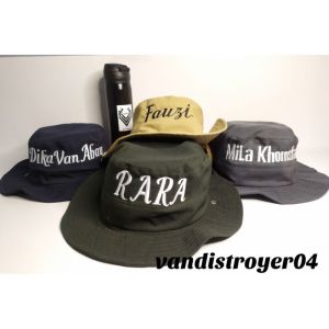 Topi Rimba Dewasa Topi Keplek Bolak Balik Bucket Hat Bordir Nama///TOPI RIMBA FREE CUSTEM BORDIR NAMA SUKA-SUKA