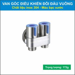 Van góc đầu ra đôi điều khiển đôi bằng thép không rỉ thích hợp chia nguồn nước cho bồn cầu toilet máy giặt lô gia