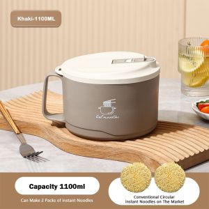 LIVELYN 1100/1700ml Bát mì ramen Thép không gỉ 304 Công suất lớn Cốc súp cách nhiệt Bền bỉ Chống rò rỉ Cốc súp cho ký túc xá văn phòng