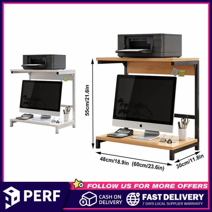 Perk Rack Perk Ergonomic Wooden 2 Layer Computer Monitor Riser Rack Printer Stand ...