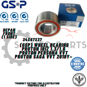 PROTON IRIZ / PERSONA VVT / SAGA VVT 2019Y~ depan FRONT 100% GSP WHEEL BEARING 9134002 GSP