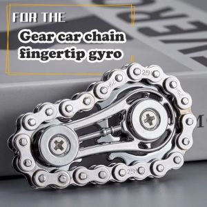 YANZA Chains Gear Fingertip Gyro Mechanical Spinning Top Gyroscope Hand Spinner Chain Gear Focus ADHD Tool Fingertip Sprocket Wheel Gear Chain Gyroscope Adult