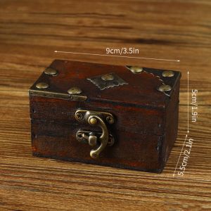 JAYQQ Kích thước nhỏ Hộp đựng đồ trang sức Khóa cài di động Phong cách phương Đông. Hộp đựng trang sức bằng gỗ. Retro Cổ điển Hộp đựng kỷ vật Hộp lưu trữ để bàn