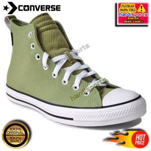 Sneaker Pria Converse Ctas Hi Leather Hijau Army - Hardisports