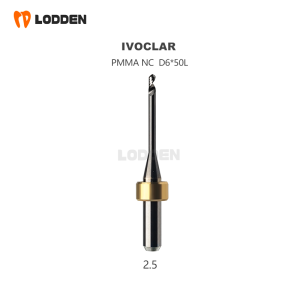 LODDEN Dental Lab Milling Burs Cutter Fit For Ivoclar PM7 PMMA Needle Overall Length 50mm D6 Materials Griding Tools 0.5/1.0/1.5/2.5/5.0mm