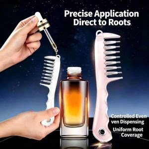 SFFGF Răng kim loại dạng lăn Lược chải tóc có đầu lỏng để dễ dàng thoa sản phẩm lên da đầu. Bình chứa chất lỏng tích hợp. Chống tĩnh điện Lược kích thích mọc tóc Di động Trong suốt Dụng cụ thoa tinh dầu Da đầu và râu
