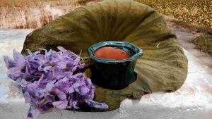 Set chậu bonsai bát tràng AH03 men xanh hoả biến