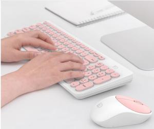 Ultra Thin 2.4GHz Round Keycap Wireless Silent Keyboard and Mouse Set Kit For Desktop