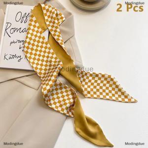 [COD] Modingdue 2 5Pcs Retro Yellow Multifunctional Decoration Small Silk Scarf Temperament Headband Long Ribbon Headband Bow Hair Accessories