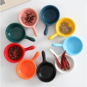 40ML Ceramic Sauce Dish with Handle Mini Seasoning Side Dish Bowls Small Bowl/Dish for BBQ
