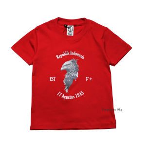 Forgotten Sky Kaos Anak Indonesia/ Kaos Merah Putih 17 Agustus 1945/ Kaos Kemerdekaan Indonesia/ Kaos Merah Putih Usia 1-12 Tahun