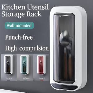 Simple Punch-Free Chopstick Cage Kitchen Tableware Rack Chopstick Tube Creative Drain and Oil-Proof Rotating Chopstick Cage沥水防油旋转筷子笼