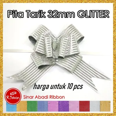 Pita Tarik 32mm Glitter Serut Besar Hiasan Parcel Souvenir Pull Flower Ribbon 30 32 mm Gliter