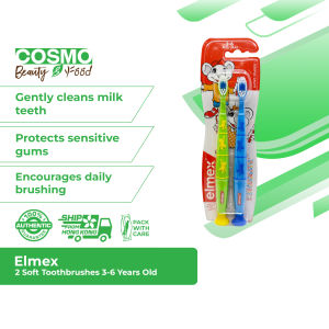 Elmex 2 Soft Toothbrushes 3-6 Years Old Gently cleans milk teeth Protects sensitive gums Encourages daily brushing