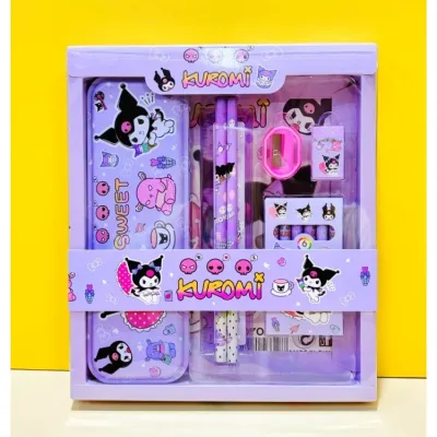Kotak Pensil Anak Set 7 in 1 Stationery Untuk Hadiah Anak Sekolah Sanrio /Kotak Pensil Karakter Kuromi Murah Alat Tulis Set Lucu