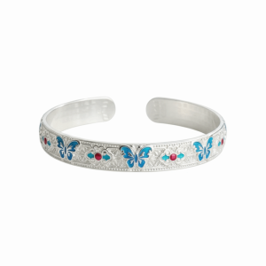 FIRST SONG Traditional Enamel Bracelet Classic Ethnic Style Womens Hand Bracelet Vintage Fresh Glossy Chinese Cloisonne Bracelet Women