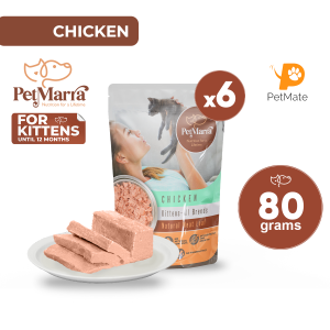 PetMarra Natural Meat Loaf Kitten Wet Food Pouch up to Ages 12 Months Chicken Flavor 80g BUNDLE OF 6 - PetMate