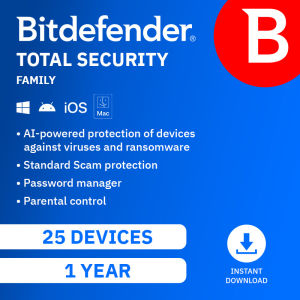 Bitdefender Total Security Multiplatform 5 Accounts 25 Devices | 1 2 Years Subscription