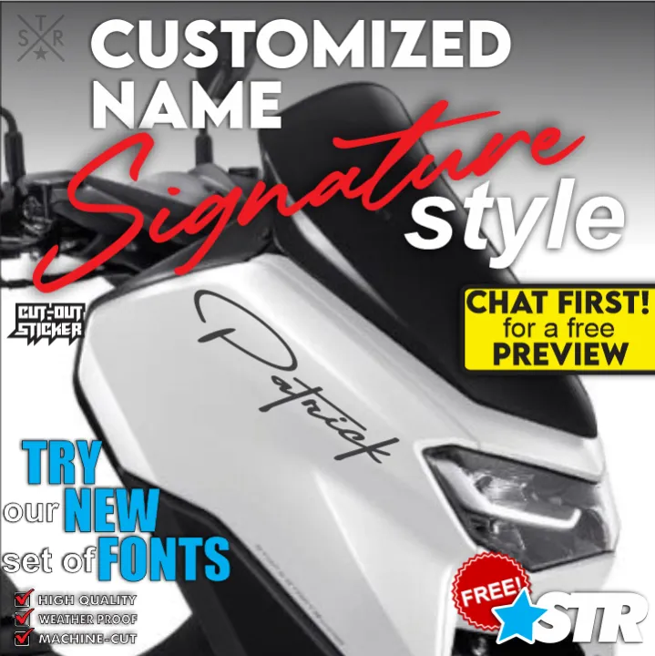 Signature Name Sticker CUSTOMIZED PERSONALIZED NAME STICKER SIGNATURE STYLE WATERPROOF | Lazada PH
