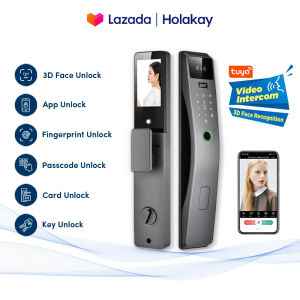 Tuya WiFi 3D Face Recognition Smart Door Lock with Camera - Fully Automatic Biometric Fingerprint Security System Smart Home Access Control