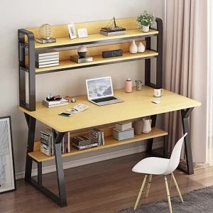 Urban Echo 【24H Delivery】Study Table With Bookshelf Combined 80/100/120/140CM Computer Table Desk Household Desk Office table Writing Desk