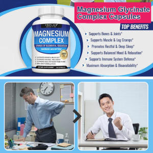 Magnesium Complex Capsules Glycinate Malate Citrate for Muscle Sleep Nerve Bone Support Immune System