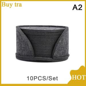 [Buytra] 10 Pieces set Round Felt Coasters Dining Table Protector Heat-resistant Coasters Coffee Tea Hot Drink Cup Placemats