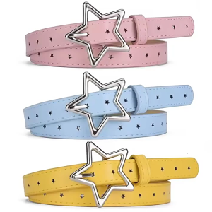 Adjustable Alloy Star Buckle Thin Waist Belt Vintage Style Belt Hot Girls Women Waist Belt for Coat Skirts Jeans