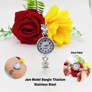 Jam Tangan Wanita Bangle Permata Titanium Stainless SteelAnti Karat Anti Luntur Mewah fashion