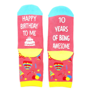 Children Girls Celebratory Happy Birthday Letters Jacquard Patterned Socks Gift for 9 to 11 Year Old Party Enthusiasts